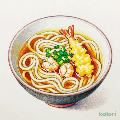 双味セット）小海老天うどん（温）