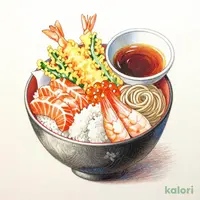 Mini Seafood Chirashi and Tempura Set Meal (Cold Soba)