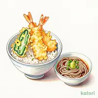 Mini Tempura Rice Bowl and Soba Noodle Set (Cold)