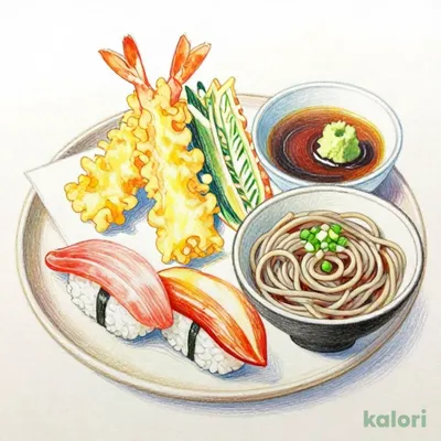 華屋寿司と天ぷら御膳（そば冷）