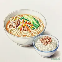 Vegetable Chanpon Udon and Small Minced Tuna Rice Bowl Set
