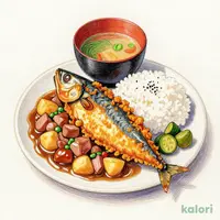 手付けアジフライと肉じゃが定食