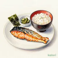 Grilled Salmon Belly & Pot-Cooked Rice Breakfast