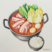 豚カルビの大辛味噌鍋ごはんセット1,219