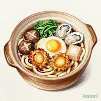 広島県産牡蠣天ぷらの鍋焼きうどん