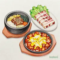 平日限定 ガーリック牛カルビ石焼ビビンバ＆サムギョプサルとチーズタッカルビセット