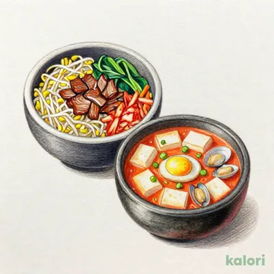 春限定 ハーフ＆ハーフ（カルビ石焼ビビンバ＋韓美膳スンドゥブ）