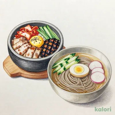 春限定 ハーフ＆ハーフ（サムギョプサル石焼ビビンバ＋韓美膳冷麺（そば粉を使用））