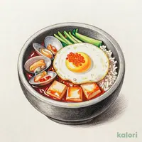 春限定 ハーフ＆ハーフ（明太子と目玉焼き石焼ビビンバ＋韓美膳スンドゥブ）