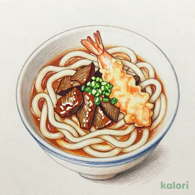 海老天牛肉うどん