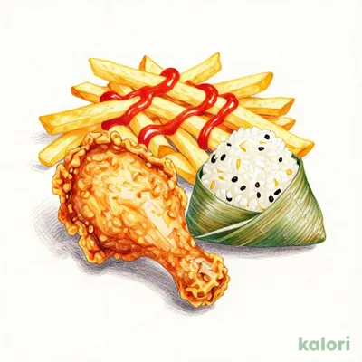 Kara-Pote (Fried Chicken & Fries) & Chinese Sticky Rice Dumpling Combo