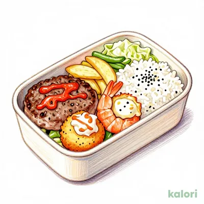 Special Hamburger Steak and Crab Cream Croquette Bento
