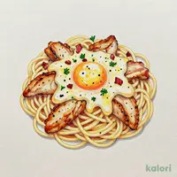 グリルチキンととろーりチーズのカルボナーラ