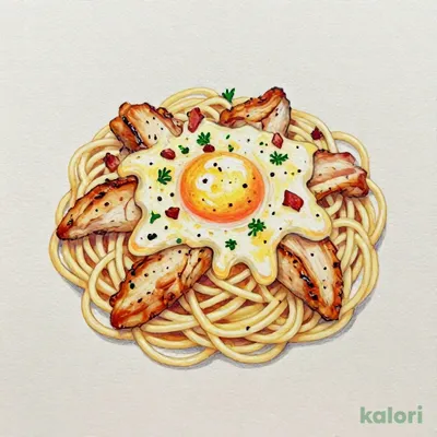 Carbonara with Grilled Chicken and Melted Cheese