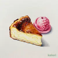 バスクチーズケーキ フランボワーズソルベ添え
