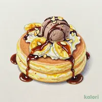 バナナブリュレとカスタードのスフレパンケーキ ~チョコアイス添え~