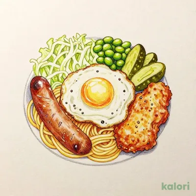 W特製ナポリタン＆サラダ(麺2倍)