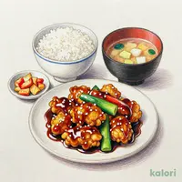 若鶏の黒酢炒め定食