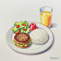 キッズセット【セット内容】プレミアムハンバーグ・ライス・サラダ・ゼリー・オレンジジュース