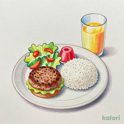 Kids Set (Premium Hamburger Steak, Rice, Salad, Jelly, Orange Juice)