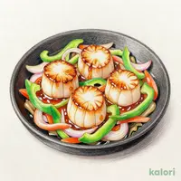 北海道産ホタテと野菜の鉄板焼き