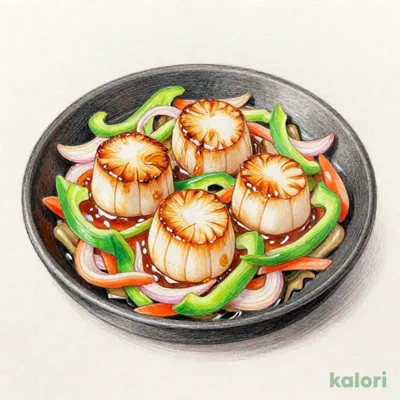 北海道産ホタテと野菜の鉄板焼き