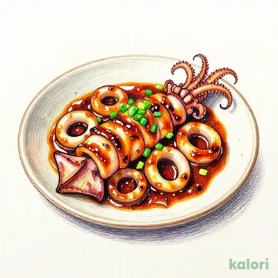 Grilled Squid Innards on Ceramic Plate