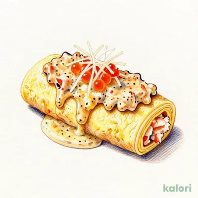 Thick Omelet with Crab Sauce and Salmon Roe