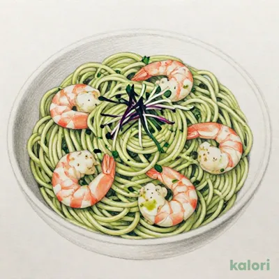 エビと帆立の大葉ソース