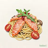 感動ペペロンチーノ ～スモークサーモンとルッコラ～