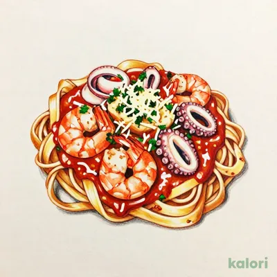 Fettuccine with Seafood in Tomato Cream