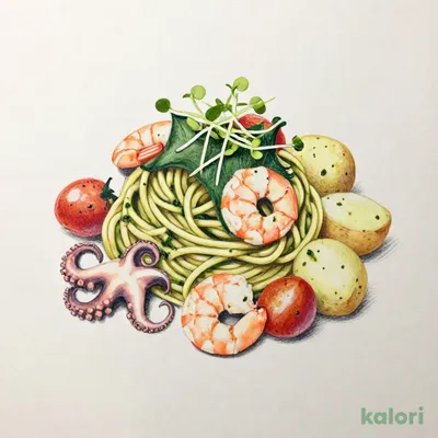 岩だことエビの大葉ジェノベーゼ