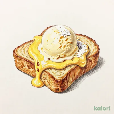 焼きたてデニッシュのフレンチトースト＋トッピングバニラアイス