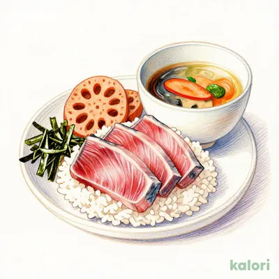 本まぐろの鉄火丼　まぐろ倍盛り（みそ汁・惣菜つき）