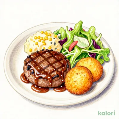 日替）火　ハンバーグデミグラスソース＆かぼちゃコロッケ　ドリンクバーつき