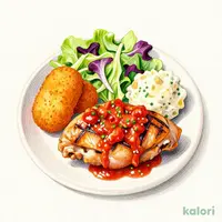 Daily Special: Grilled Chicken with Tomato Sauce & Pumpkin Croquette