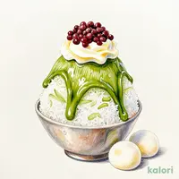 Awayuki (Shaved Ice Dessert), Matcha and Azuki Bean