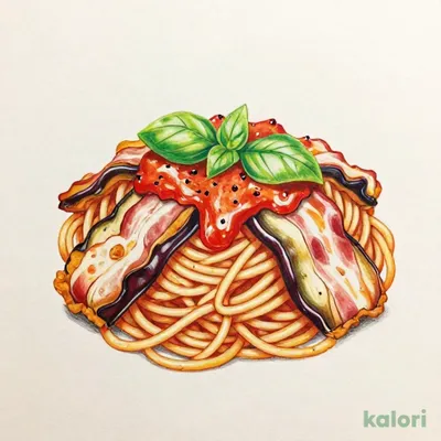 ちいさななすベーコンパスタ