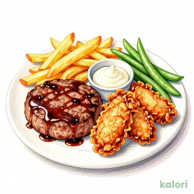ハンバーグ＆竜田チキン甘辛醤ソース
