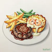 ハンバーグ＆海老のペンネグラタン
