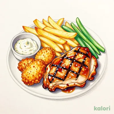 Grilled Young Chicken with Teriyaki Sauce & Fried Oysters