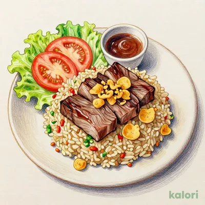 みすじステーキのガーリックピラフ肉倍盛り+選べるアペタイザーセット(ドリンクバーつき)