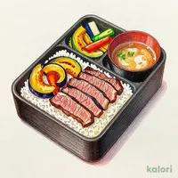 みすじステーキ重（みそ汁・惣菜つき）