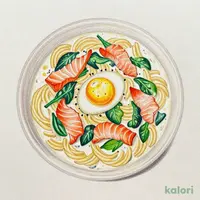 サーモンとほうれん草のチャウボナーラパスタ