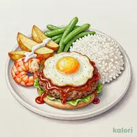 デミたまハンバーグ＆海老フライランチ
