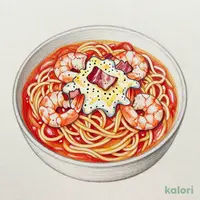 ハーブシュリンプのトマトスープパスタ　マルゲリータ