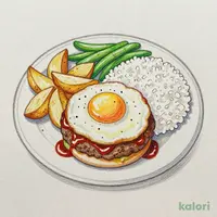 ラッキー！ジュニアセット　デミたまハンバーグ　ライス付き