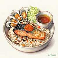 炙り鮭ハラスといくらの出汁茶漬け+おつまみカキフライ膳