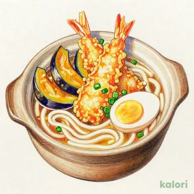 じゅわっと出汁溢れる海老天とじうどん（えび・ナス・かぼちゃ）