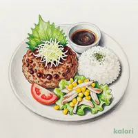 （土）和風ハンバーグ＆蒸し鶏サラダ